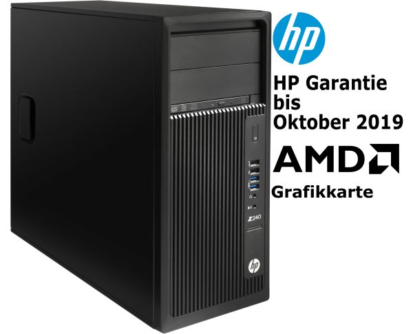 HP z240 Xeon E3-1280 v5 3,7GHz 16GB 256GB SSD Win 10 Pro AMD HD7350