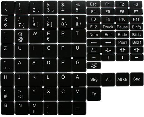 Deutsche Notebook Tastaturaufkleber schwarz