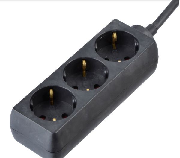 3-Fach Dose SW 5 Steckdosenleiste 5m, H05VV310-1,5mit Kinderschutz schwarz
